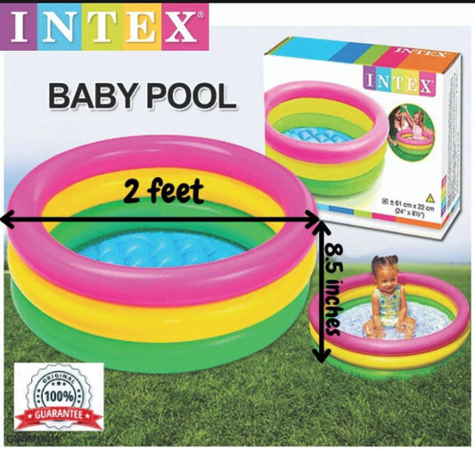 Portable 3 Rings Baby Swimming Pool Outdoor Inflatable Bathtub Cartoon Patterns