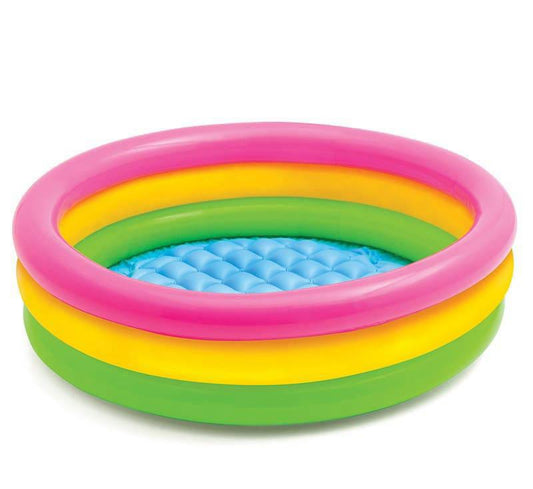 Portable 3 Rings Baby Swimming Pool Outdoor Inflatable Bathtub Cartoon Patterns